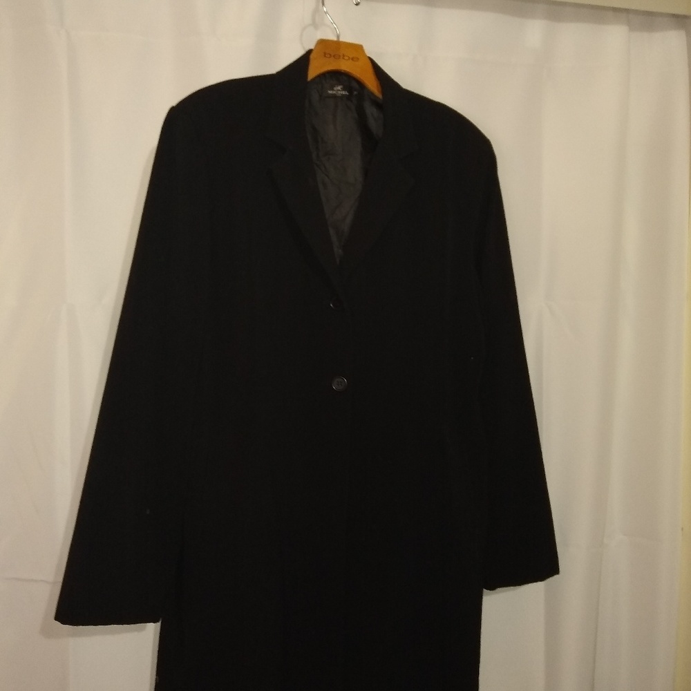 Black wool blend 3/4 length overcoat